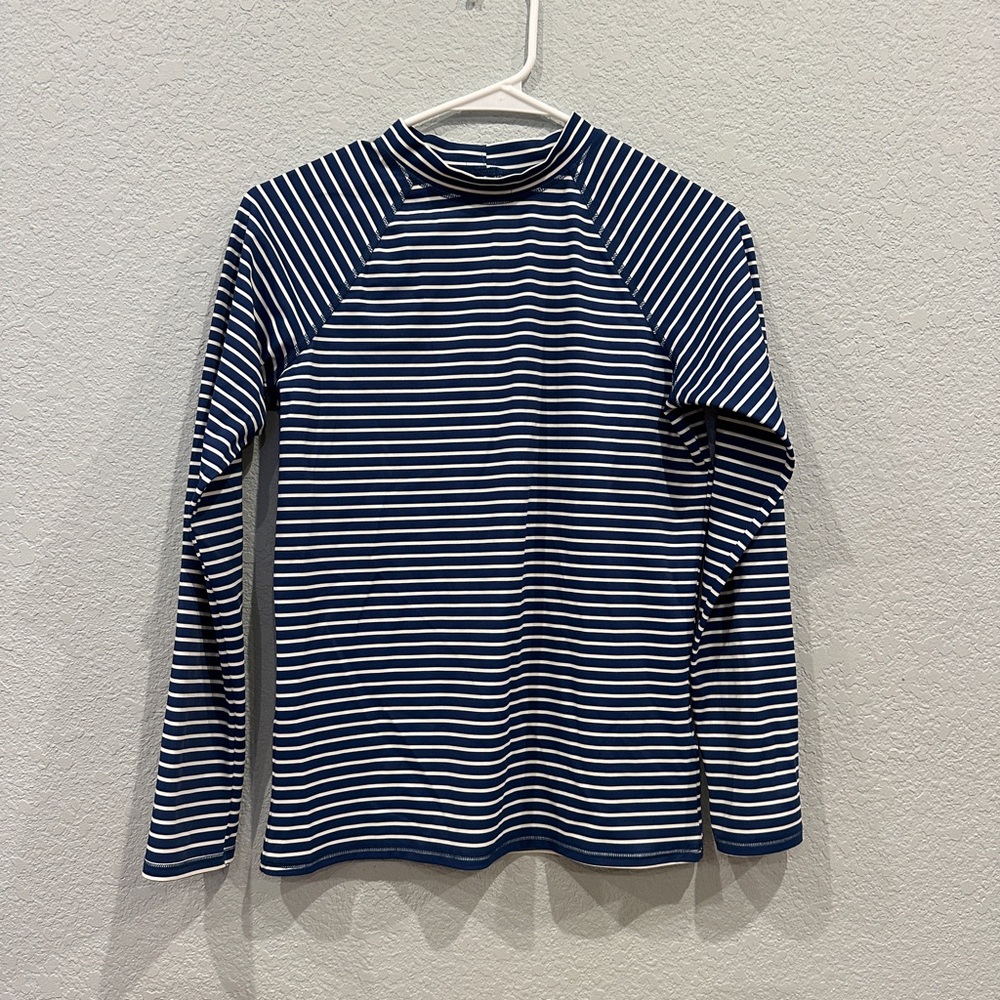NWOT Amazon Essentials Rash Guard Navy and White Striped Long Sleeve - L